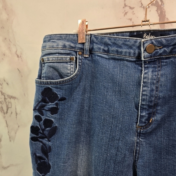 Boden Jeans Women 16 R Cavendish Girlfriend High Rise Embroidered Denim Crop - Picture 2 of 12